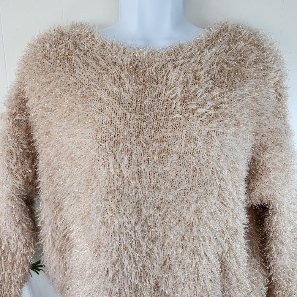 Wild Fable Gold Long Sleeve Fuzzy Sweater Size XS - Picture 6 of 9